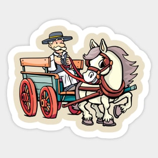 coachman drives a horse-drawn carriage Sticker